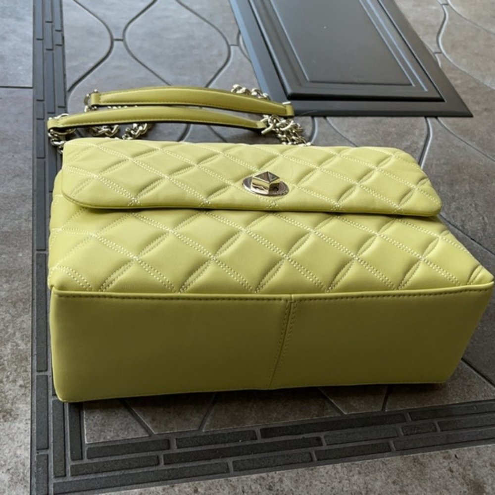 Kate Spade Natalia Smooth Leather Medium Flap Shoulder Bag Frosty Lime - Picture 3 of 16
